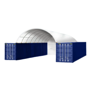 Hangar voûté robuste pour Conteneur 20×40 pieds avec fond fermé