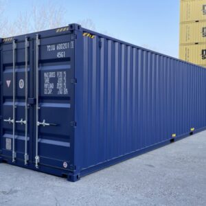Conteneur 40 pieds High Cube RAL 5013 (bleu) avec passages de fourches –