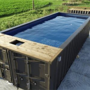 Piscine Conteneur 20 pieds Deluxe avec terrasse en Cedro et finition époxy